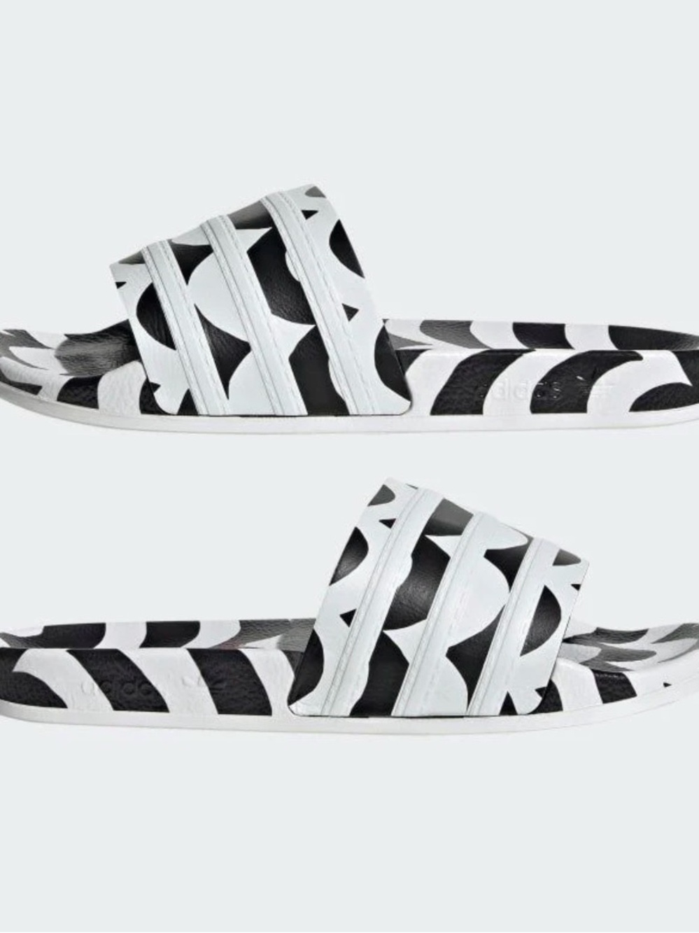 Marimekko Adidas Black & White Pattern Slide Sandals